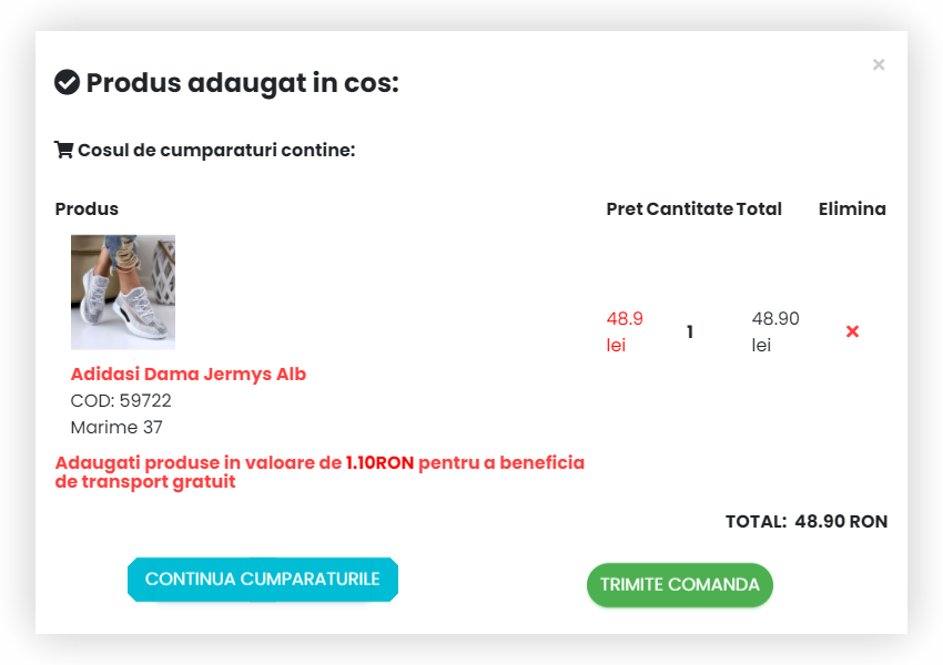 Cos de cumparaturi inteligent platforma ecommerce DevShop